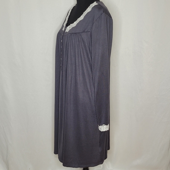 Eileen West Blue Sweater Knit Mid-Length Long Sleeve Ballet Nightgown - Size L - Picture 5 of 13